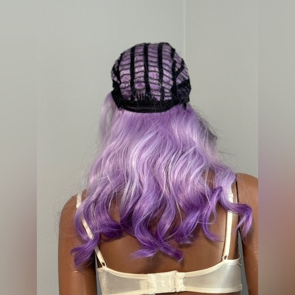 Balayage Violet Wig Ombré Purple Curled Wavy Lace Front Dark Roots Shana Noni - Picture 9 of 13